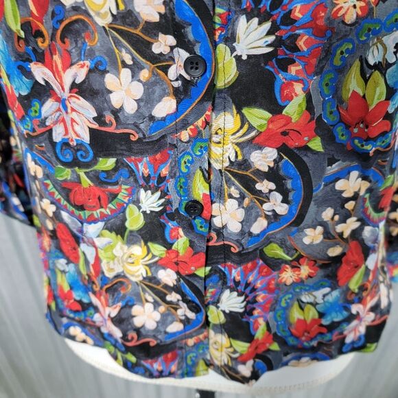 Alice + Olivia Colby Silk Island Watercolor Blouse - Picture 12 of 16